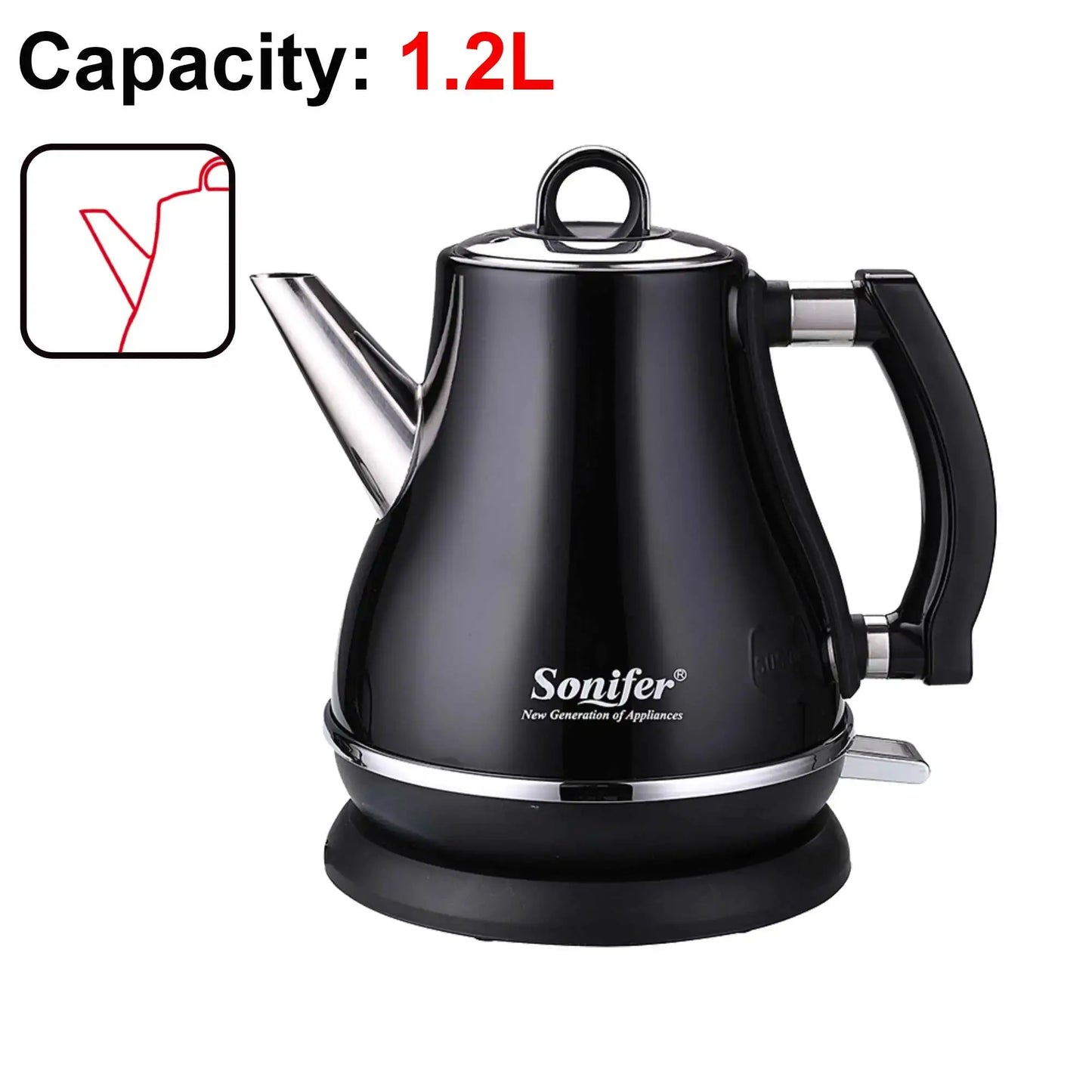 1.2L Colorful 304 Stainless Steel Electric Kettle 1500W Household 220V Quick Heating Electric Boiling Tea Pot Sonifer by All Mart Bristol Ltd