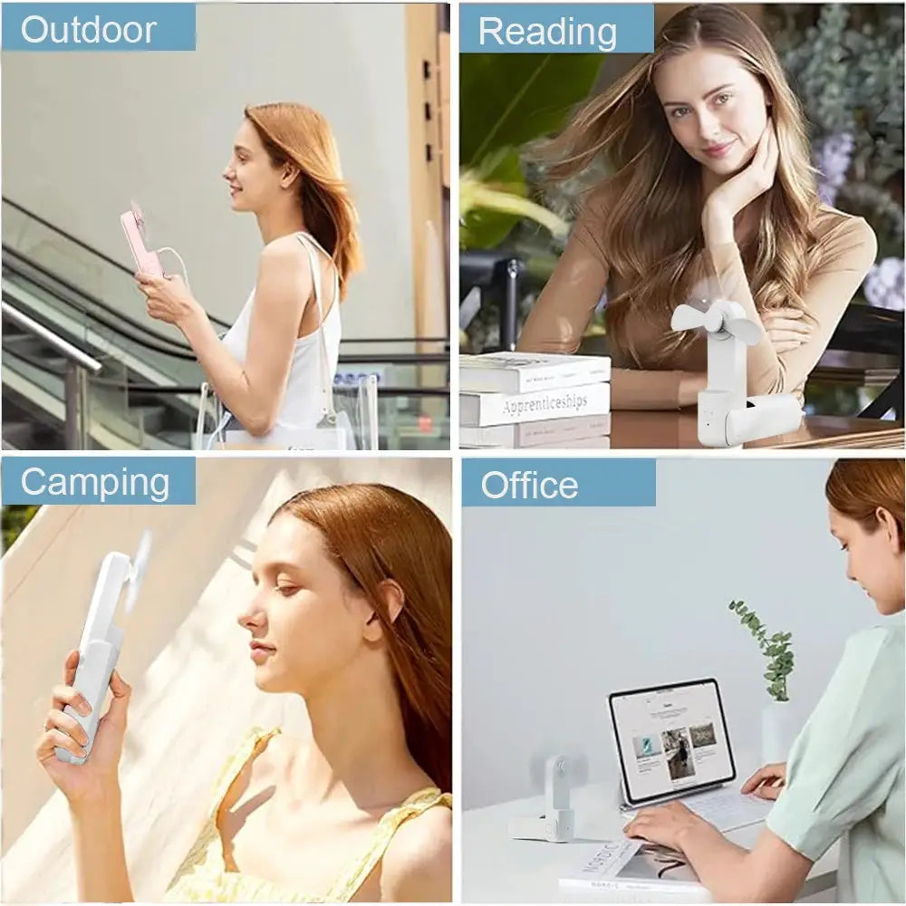 Mini Portable Handheld Fan 2000mAh USB Rechargeable Folding Small Pocket Fan with Handy Power Bank Foldable Hand Fan for Outdoor by All Mart Bristol Ltd