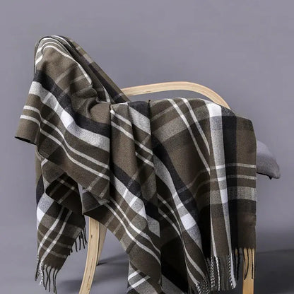 Winter Cashmere Plaid Scarf Autumn Men's Thick Wrap Scarves Female Warm Blanket Foulard Shawls Luxury Brand Fringe Large Bandana by All Mart Bristol Ltd