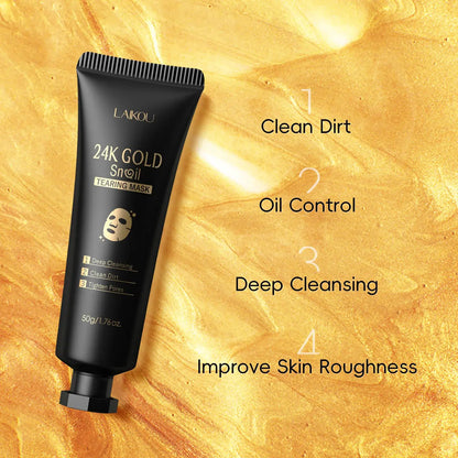 Laikou 24K Gold Snail Peel Off Mask Powerful Pore Cleaner Blackhead & Dirt Remover Detoxifying Facial Shining Skin Care 50g by All Mart Bristol Ltd