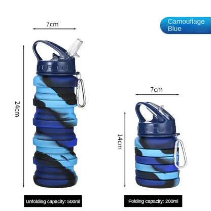 Silicone Foldable Water Bottle for Sports Leakproof BPA Free Water Bottle with Carabiner Collapsible Cycling Water Bottle by All Mart Bristol Ltd