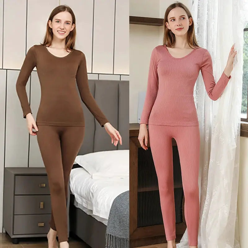 1 Set Warm Thermal Underwear Sexy Ladies Intimates Long Johns Women Shaped Sets Female Middle Collar Thermal Shaping Clothes by All Mart Bristol Ltd