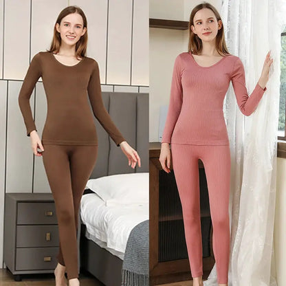 1 Set Warm Thermal Underwear Sexy Ladies Intimates Long Johns Women Shaped Sets Female Middle Collar Thermal Shaping Clothes by All Mart Bristol Ltd
