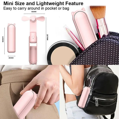 Mini Portable Handheld Fan 2000mAh USB Rechargeable Folding Small Pocket Fan with Handy Power Bank Foldable Hand Fan for Outdoor by All Mart Bristol Ltd
