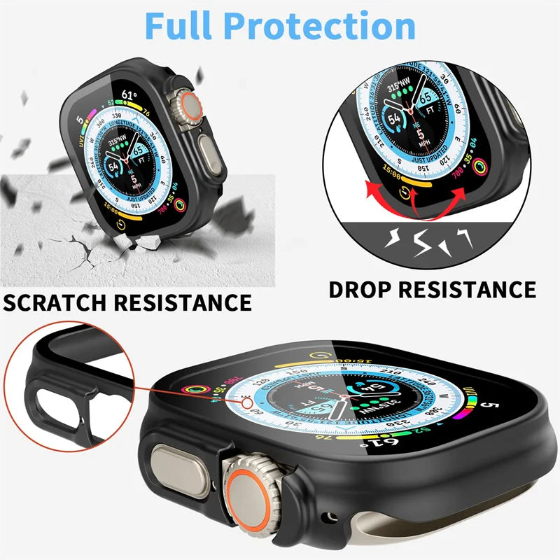 Glass+case For Apple Watch Ultra 49mm PC Bumper+Screen Protector Tempered luxury box Cover for apple watch ultra 2 Accessories by All Mart Bristol Ltd
