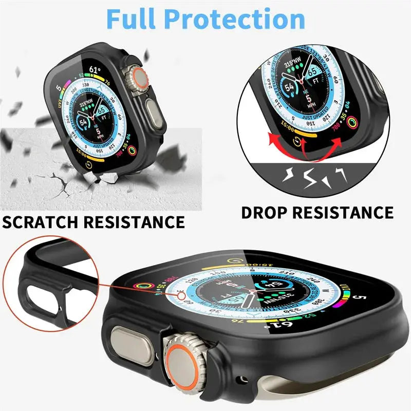 Glass+case For Apple Watch Ultra 49mm PC Bumper+Screen Protector Tempered luxury box Cover for apple watch ultra 2 Accessories by All Mart Bristol Ltd