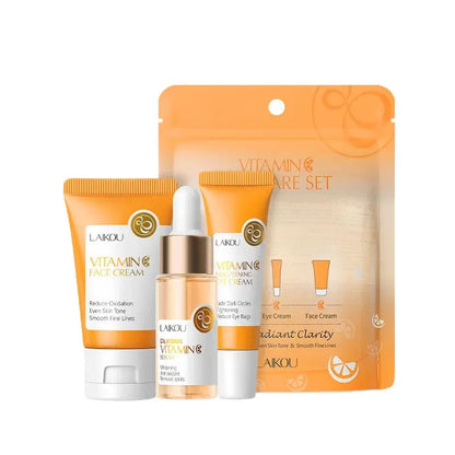 LAIKOU Vitamin C Skin Care Sets 3pcs Face Cream Serum Eye Cream Moisturizing Anti Wrinkles Facial Care Kit by All Mart Bristol Ltd