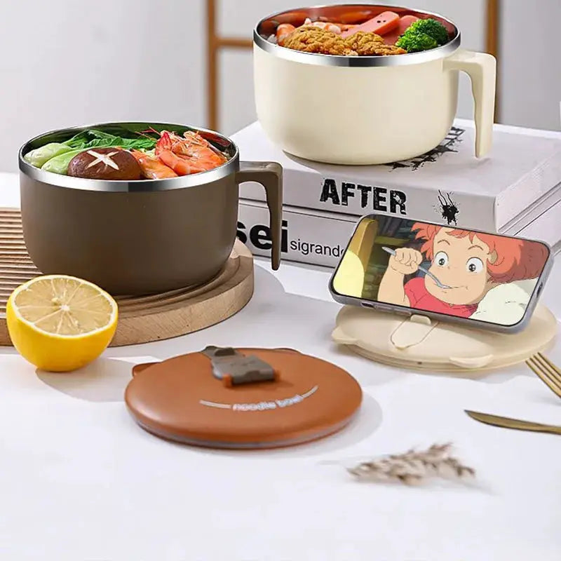 Instant Noodles Bowl 304 Stainless Steel Instant Noodle Cup With Lid Portable Ramen Bowl Food Containers Dish For Ramen by All Mart Bristol Ltd