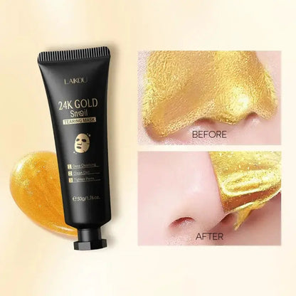 Laikou 24K Gold Snail Peel Off Mask Powerful Pore Cleaner Blackhead & Dirt Remover Detoxifying Facial Shining Skin Care 50g by All Mart Bristol Ltd
