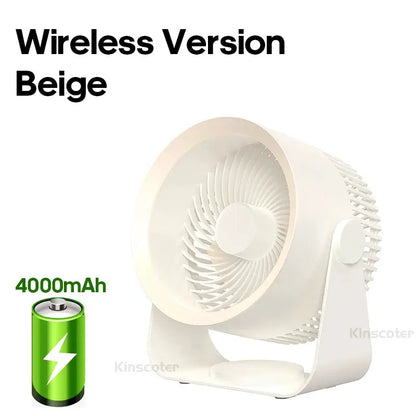 Cordless Electric Fan 4000mah Wireless Portable Air Circulator Fan Desktop Wall Ceiling Air Cooling Cooler Quiet Ventilator by All Mart Bristol Ltd