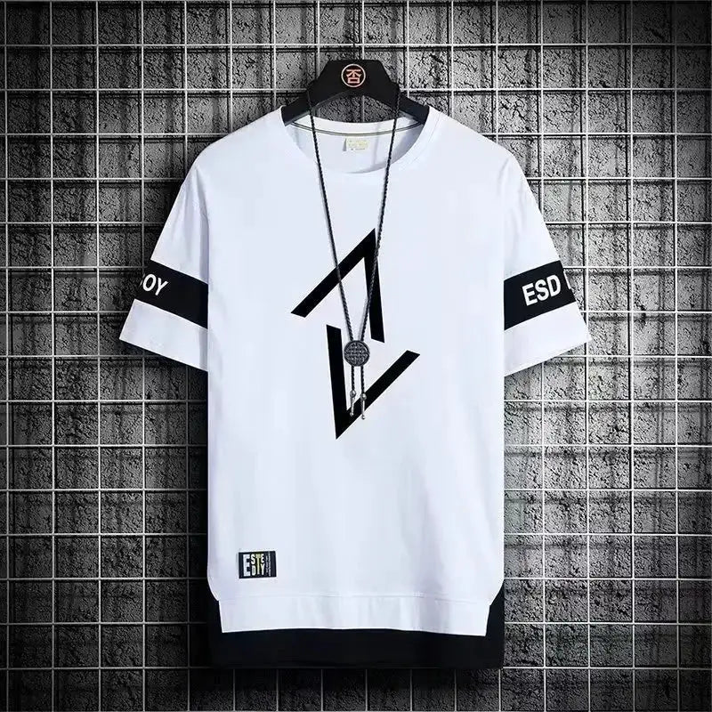 Hot selling new men's casual sports set fashionable and trendy printed versatile round neck T-shirt+sports pants two-piece set by All Mart Bristol Ltd