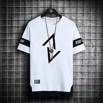 Hot selling new men's casual sports set fashionable and trendy printed versatile round neck T-shirt+sports pants two-piece set by All Mart Bristol Ltd