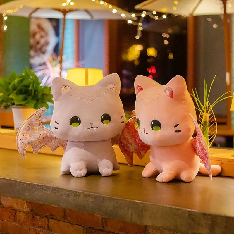 Cute Pink Japanese Sakura Cat Flying Wings Bat Plush Toy Stuffed Purple Bats Plushies for Birthday Gift by All Mart Bristol Ltd