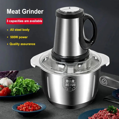 2L 3L 5L Household Stainless Steel Meat Grinder 500W High Power Blender Multifunctional Food Processor Food Chopper Electric by All Mart Bristol Ltd