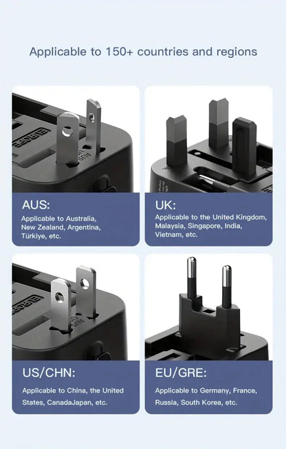 Universal 5-in-1 Travel Adapter with Fast Charging Ports by All Mart Bristol Ltd