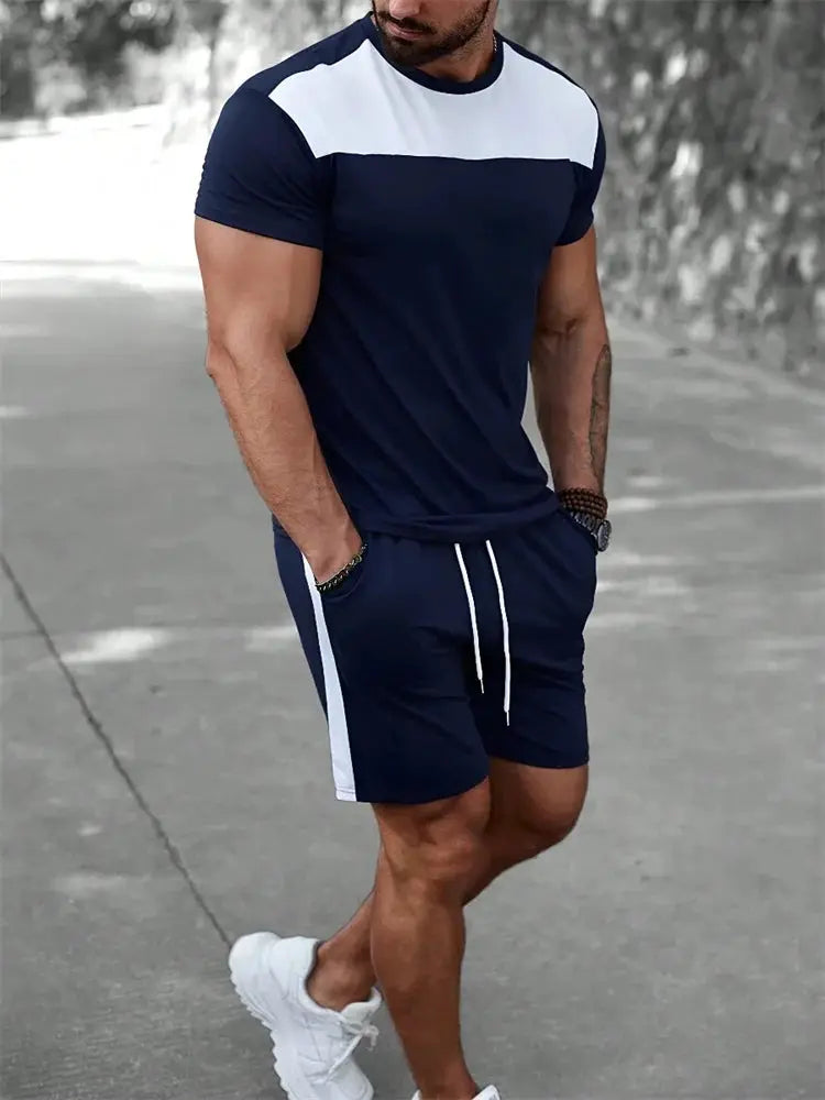 Two-piece Milano Print Men's Set Summer Casual Everyday Men's Short-sleeved T-shirt Outdoor Street Men Fashion Sports Shorts by All Mart Bristol Ltd