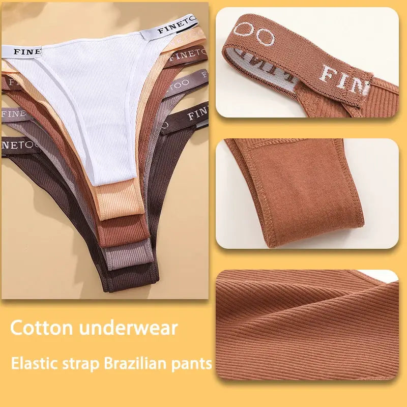 5PCS/Set Sexy Lingerie Women Cotton Panties Finetoo Letter Low Waist Female Briefs Underwear Comfort Underpants Women Intimates by All Mart Bristol Ltd