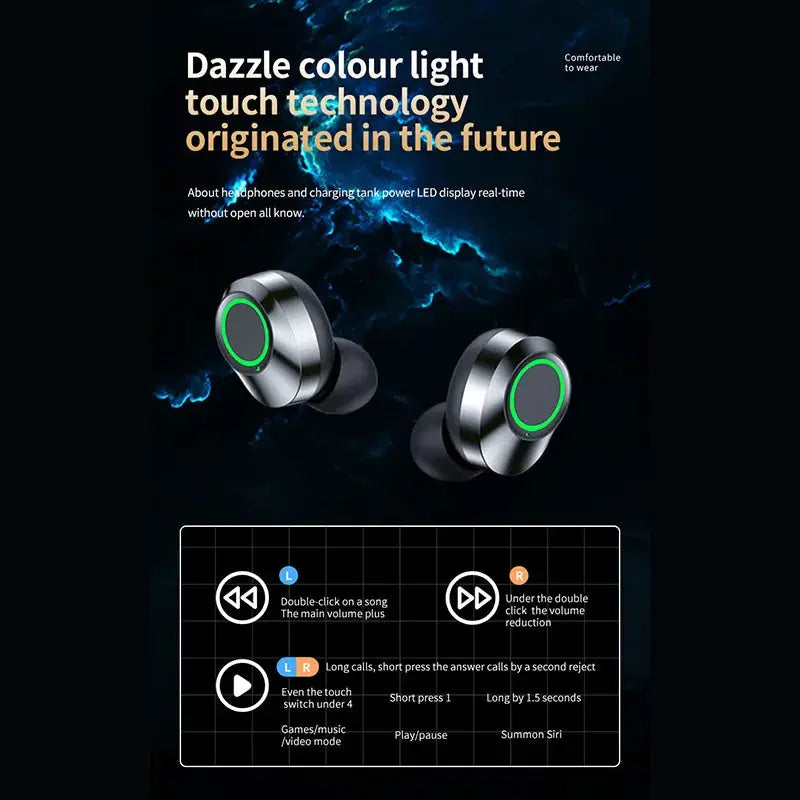 GREATWAL Bluetooth Wireless Headphones, LED Digital Display Mirror Panel Can Be Used As a Small mirror, HiFi Music Headphones by All Mart Bristol Ltd