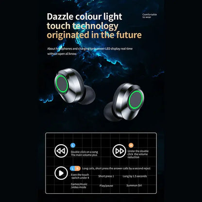 GREATWAL Bluetooth Wireless Headphones, LED Digital Display Mirror Panel Can Be Used As a Small mirror, HiFi Music Headphones by All Mart Bristol Ltd