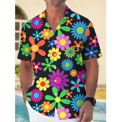 2024 Hawaiian Beach Holiday Men's Shirts Street Casual Daily Lapel Short Sleeve T-shirt Y2k Tops Male Oversized Clothing Buttons by All Mart Bristol Ltd