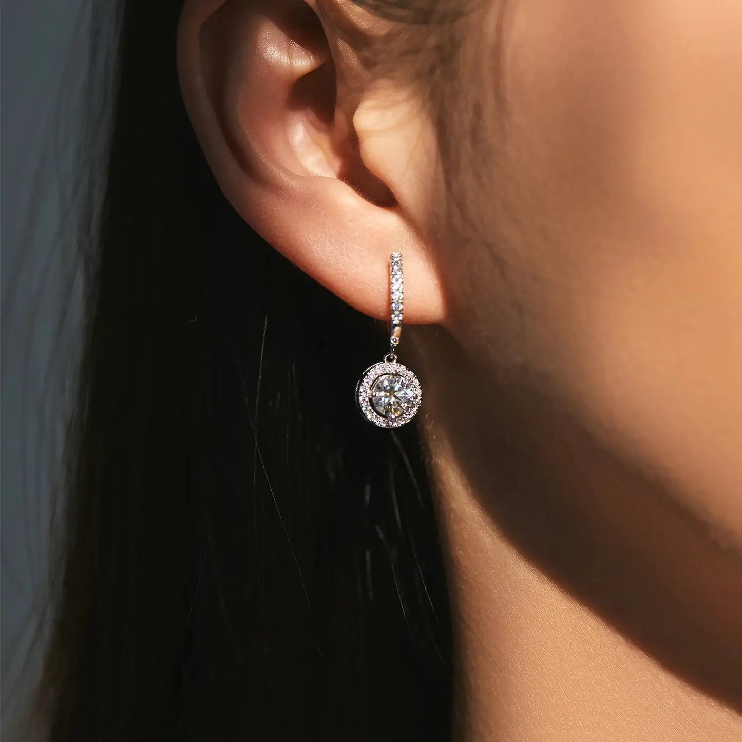 MODIAN D Color Moissanite Drop Earrings 925 Sterling Silver Halo Dangle Earrings For Women Wedding Engagement Fine Jewelry Gift by All Mart Bristol Ltd