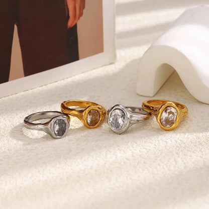 La. Muses Luxury Shiny Round Zircon Irregular Stainless Steel Women's Ring PVD Gold Plated Fashion Jewelry Accessories by All Mart Bristol Ltd