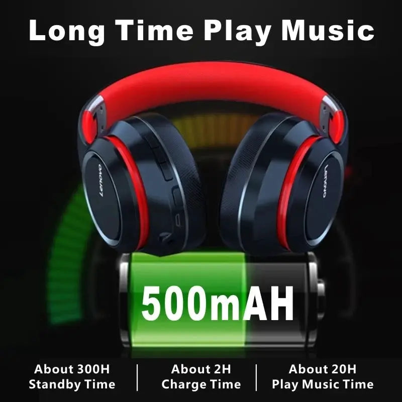 Lenovo HD200 Bluetooth Earphones Over-ear Foldable Computer Wireless Headphones Noise Cancellation HIFI Stereo Gaming Headset by All Mart Bristol Ltd