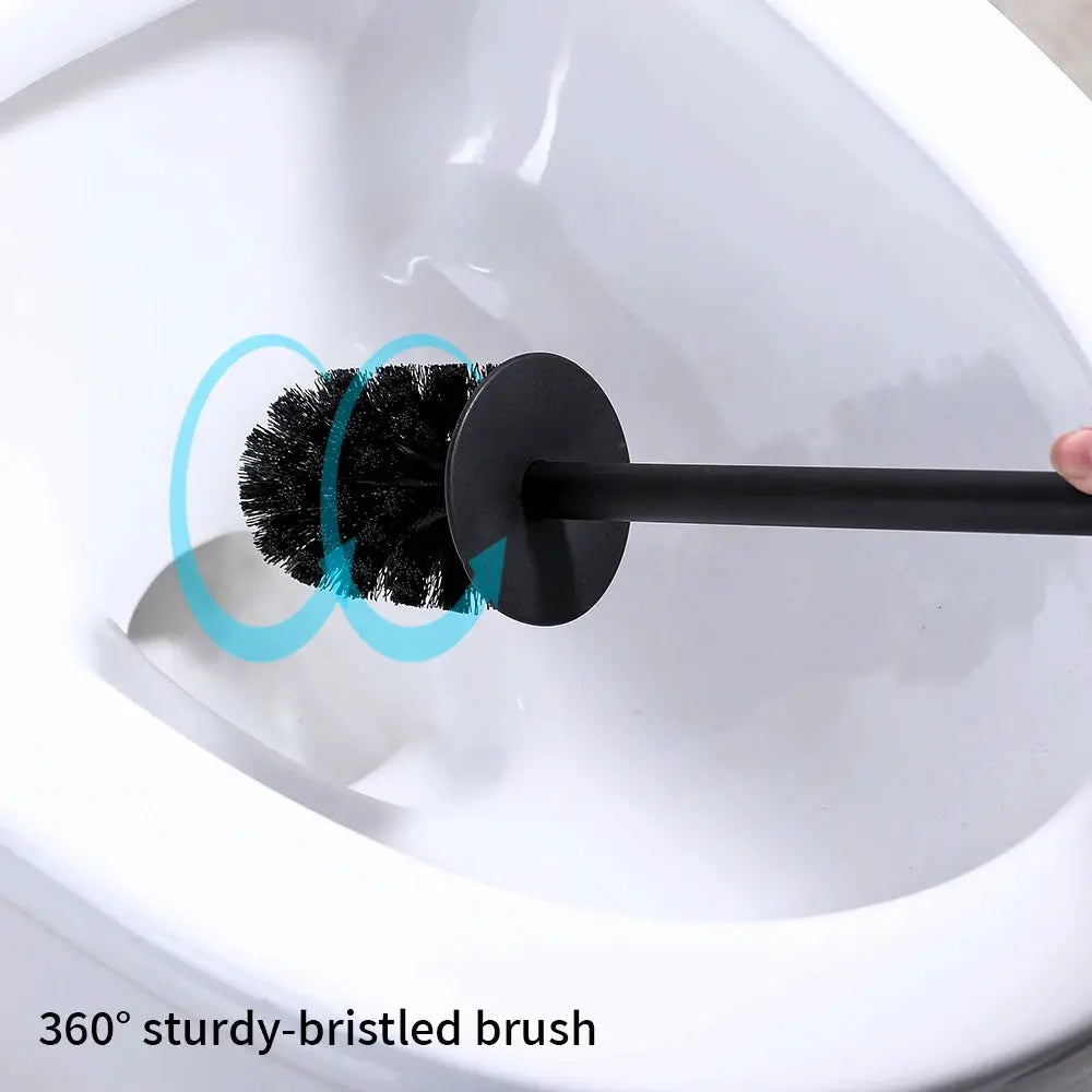 Stainless Steel Bathroom Toilet Brush Holder Accessories Black Toilet Brush Wall Mounted WC Cleaner Brush Cleaning Tools by All Mart Bristol Ltd