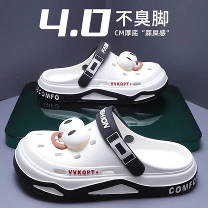 Mens Trendy Cave Shoes Summer Outer Wear Cartoon Fashion Home Home Couple Non-slip Cave Sandals Beach Baotou Slippers Mens by All Mart Bristol Ltd