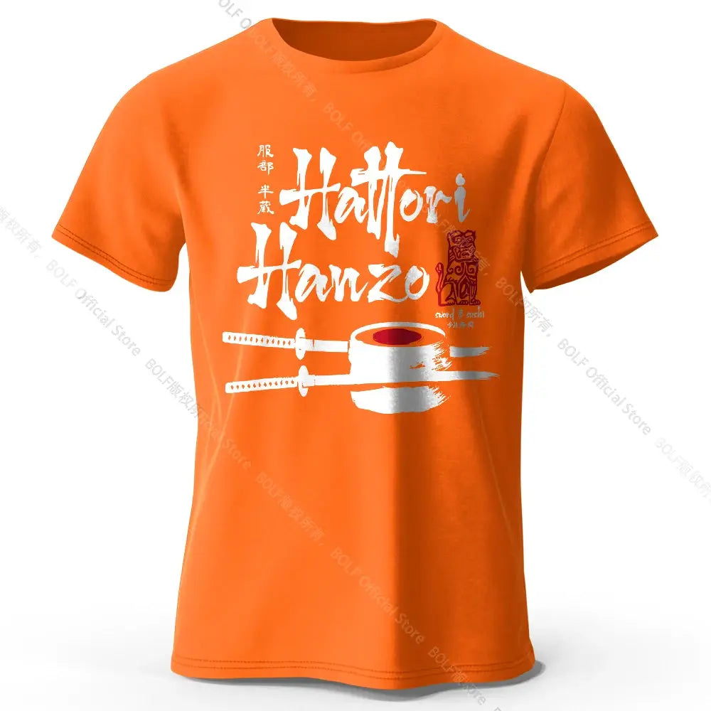 Men's Hattori Hanzo Printed T-Shirt 100% Cotton Oversized Ninja Graphic Tees for Women Summer Tops Samurai Streetwear by All Mart Bristol Ltd