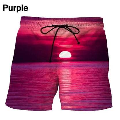 Seaside Sunset Sunrise Scence Beach Shorts Men 3D Print Board Shorts Swimsuit 2023 Hawaiian Bermuda Swim Trunks Cool Short Pants by All Mart Bristol Ltd