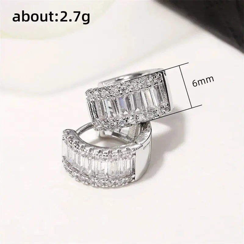 Huitan Fashion Women's Hoop Earrings with Sparkling Cubic Zirconia Fancy Female Ear Accessories Good Quality Wholesale Jewelry by All Mart Bristol Ltd