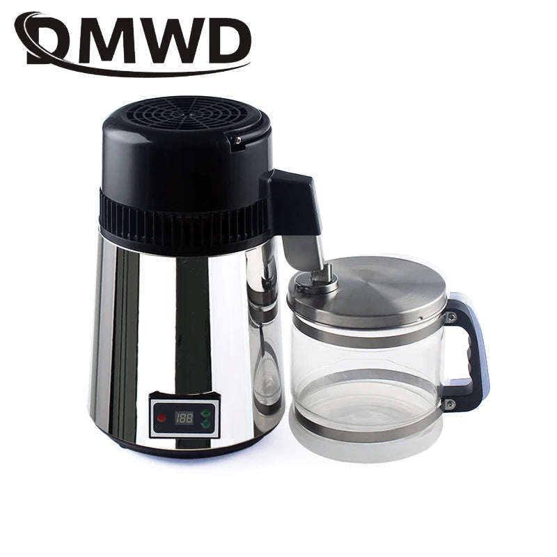 DMWD Pure Water Distiller 4L Dental Distilled Water Machine Filter Stainless Steel Electric Distillation Purifier Jug 110V 220V by All Mart Bristol Ltd