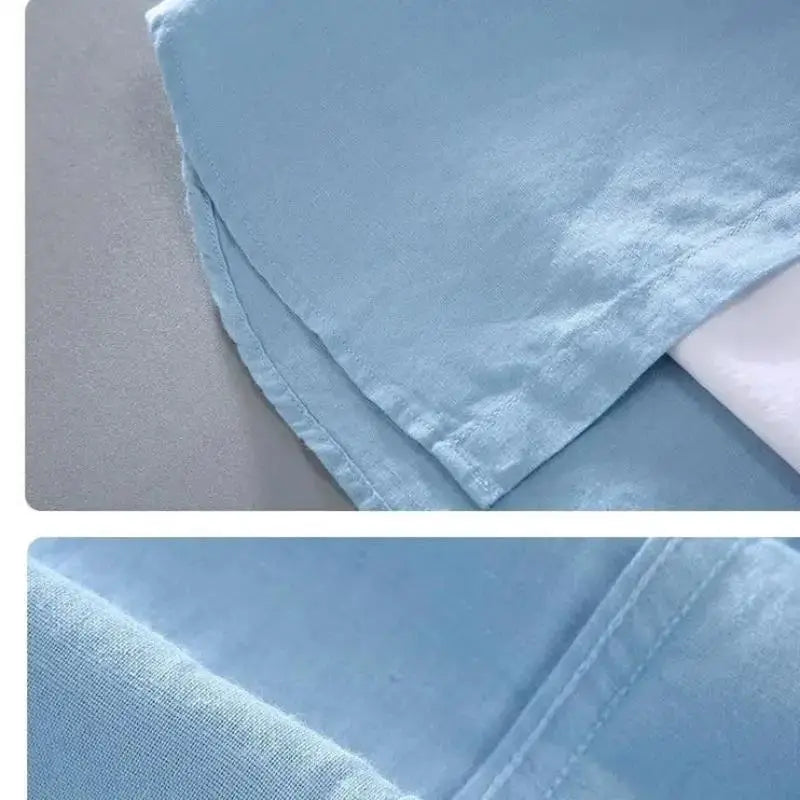 Men's Cotton Linen Short-Sleeved Shirt Summer Streetwear Plain Color Stand Collar Casual Beach Style plus Size M-3XL by All Mart Bristol Ltd