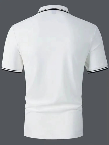 Men's Polo Shirt Golf Shirt Work Business Polo Collar Classic Short Sleeve Basic Solid Color Patchwork Button Spring & Summer by All Mart Bristol Ltd