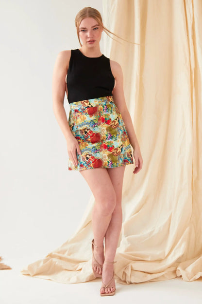Persian Printed Mini Skirt by Sarvin