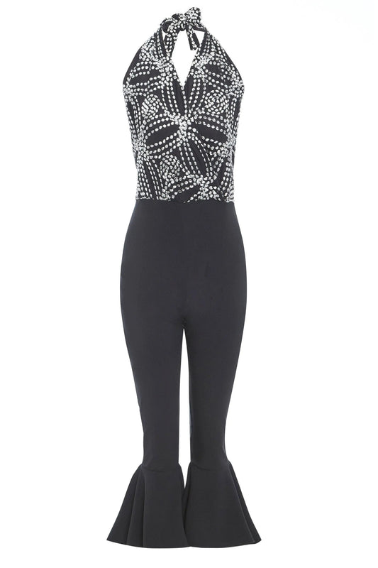 Black Backless Jumpsuit by Sarvin