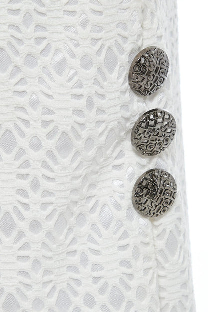 White Bodycon Lace Skirt by Sarvin