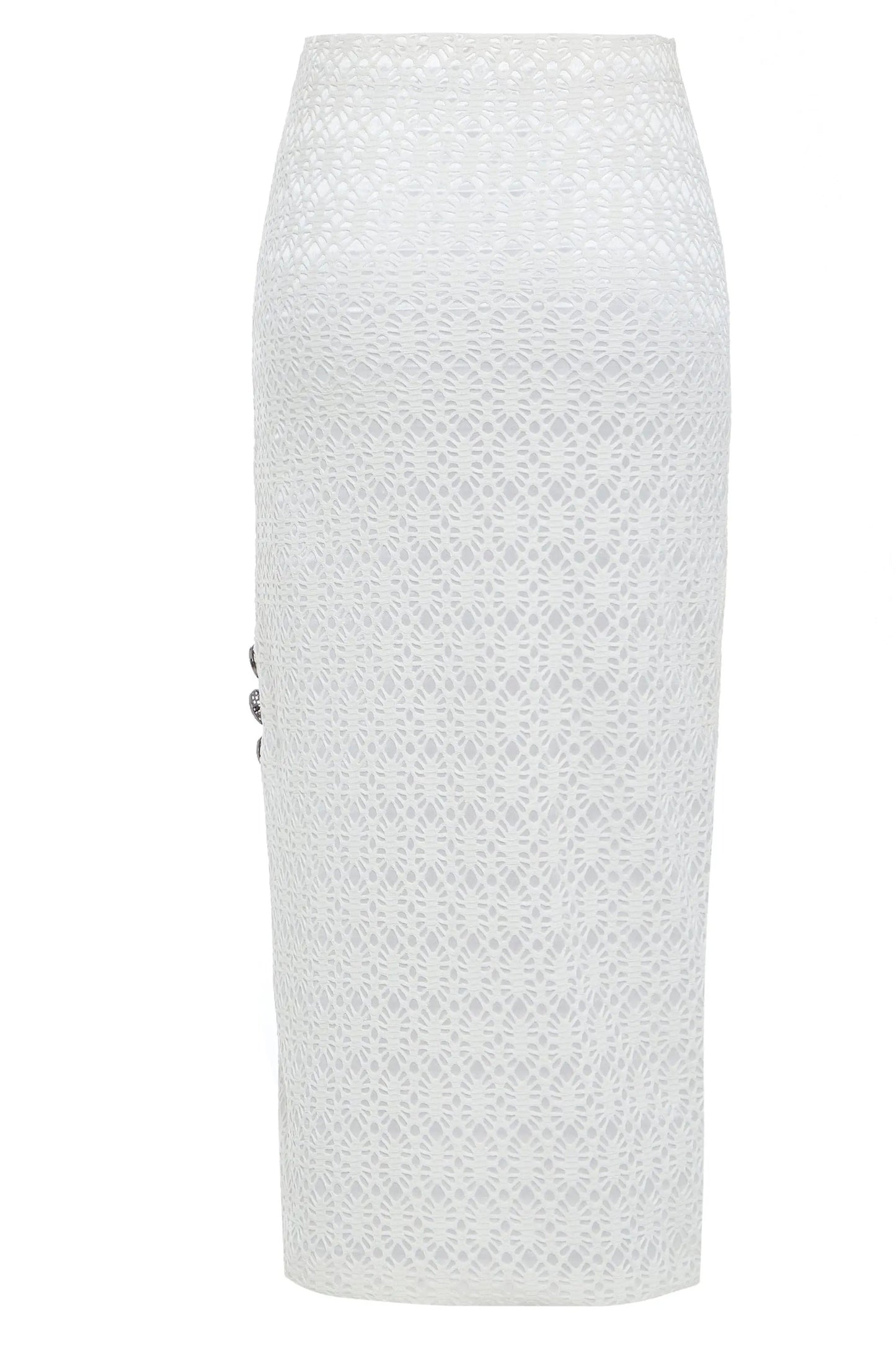 White Bodycon Lace Skirt by Sarvin