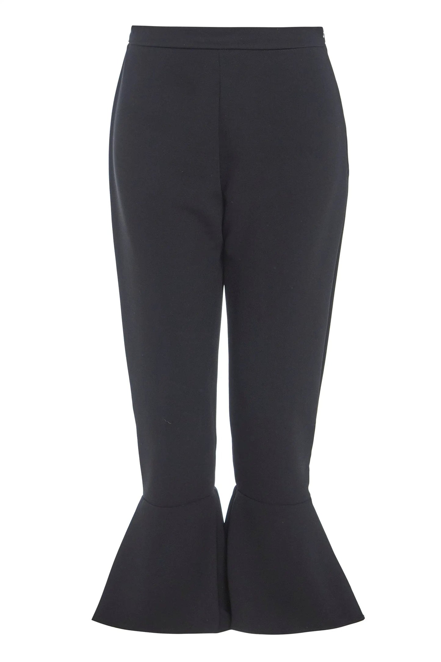 Black Frill Hem Trousers by Sarvin