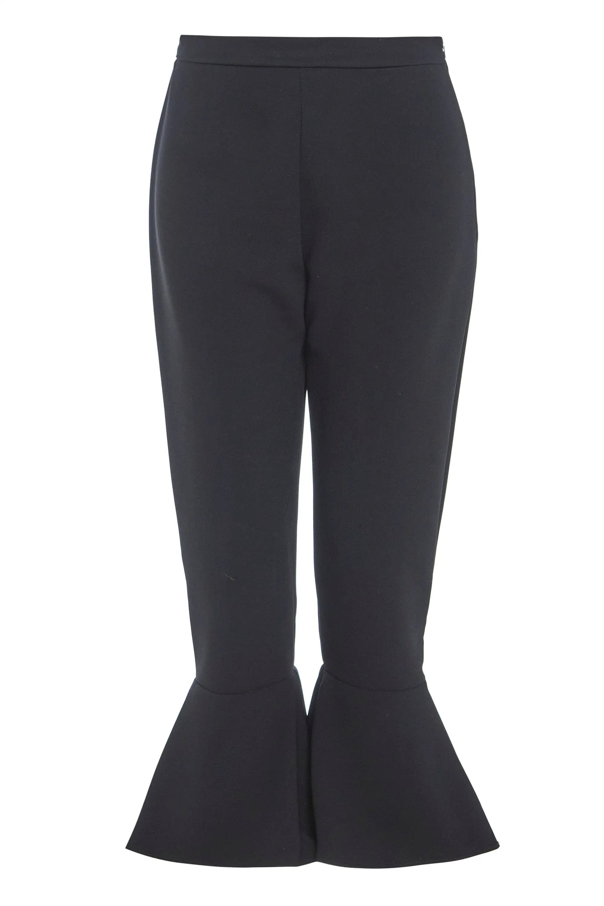 Black Frill Hem Trousers by Sarvin