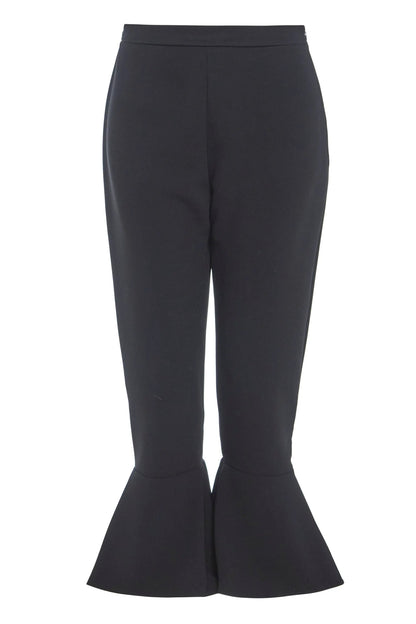 Black Frill Hem Trousers by Sarvin