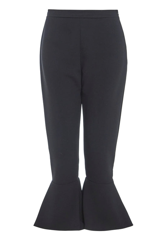 Black Frill Hem Trousers by Sarvin