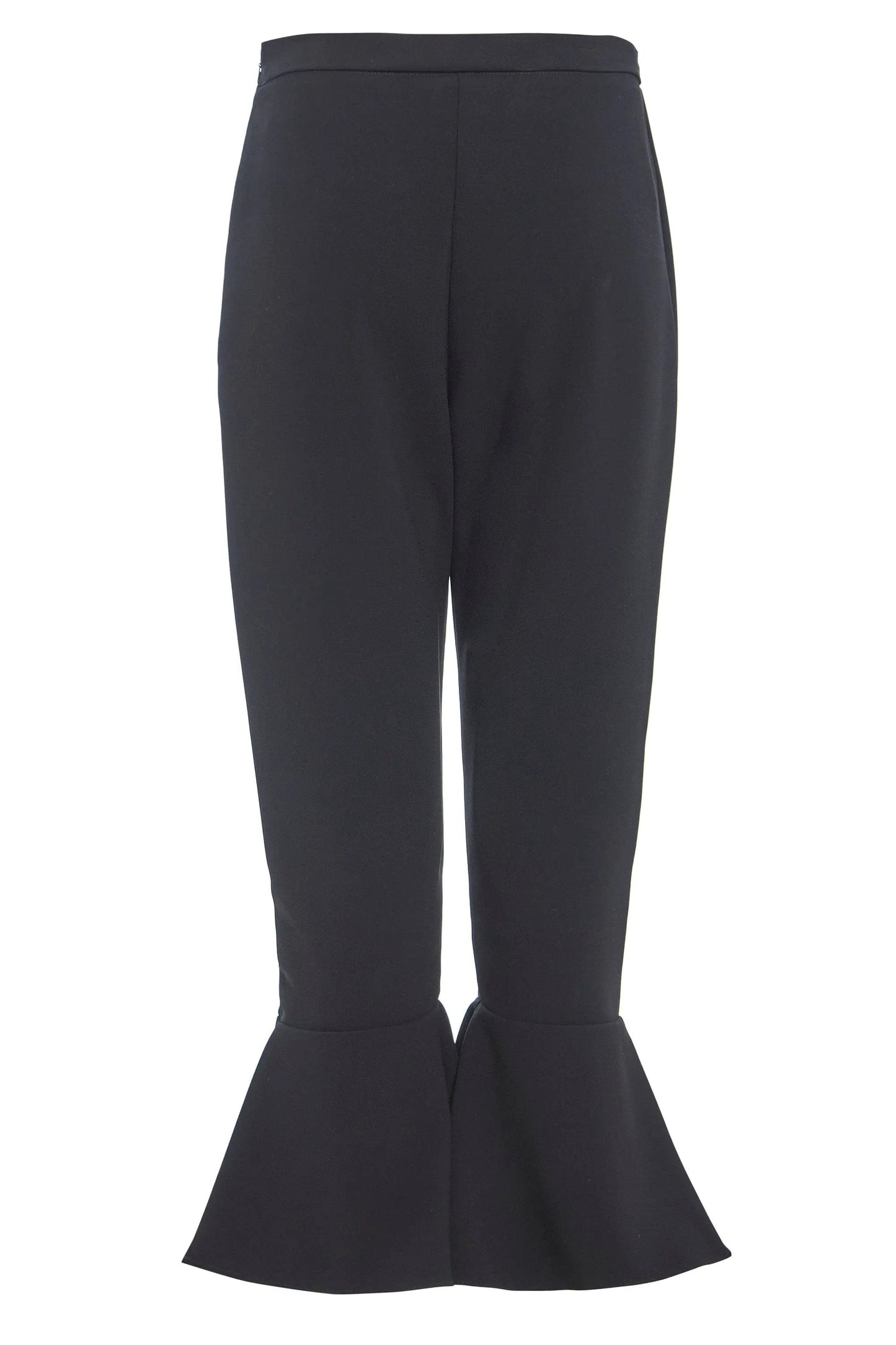 Black Frill Hem Trousers by Sarvin