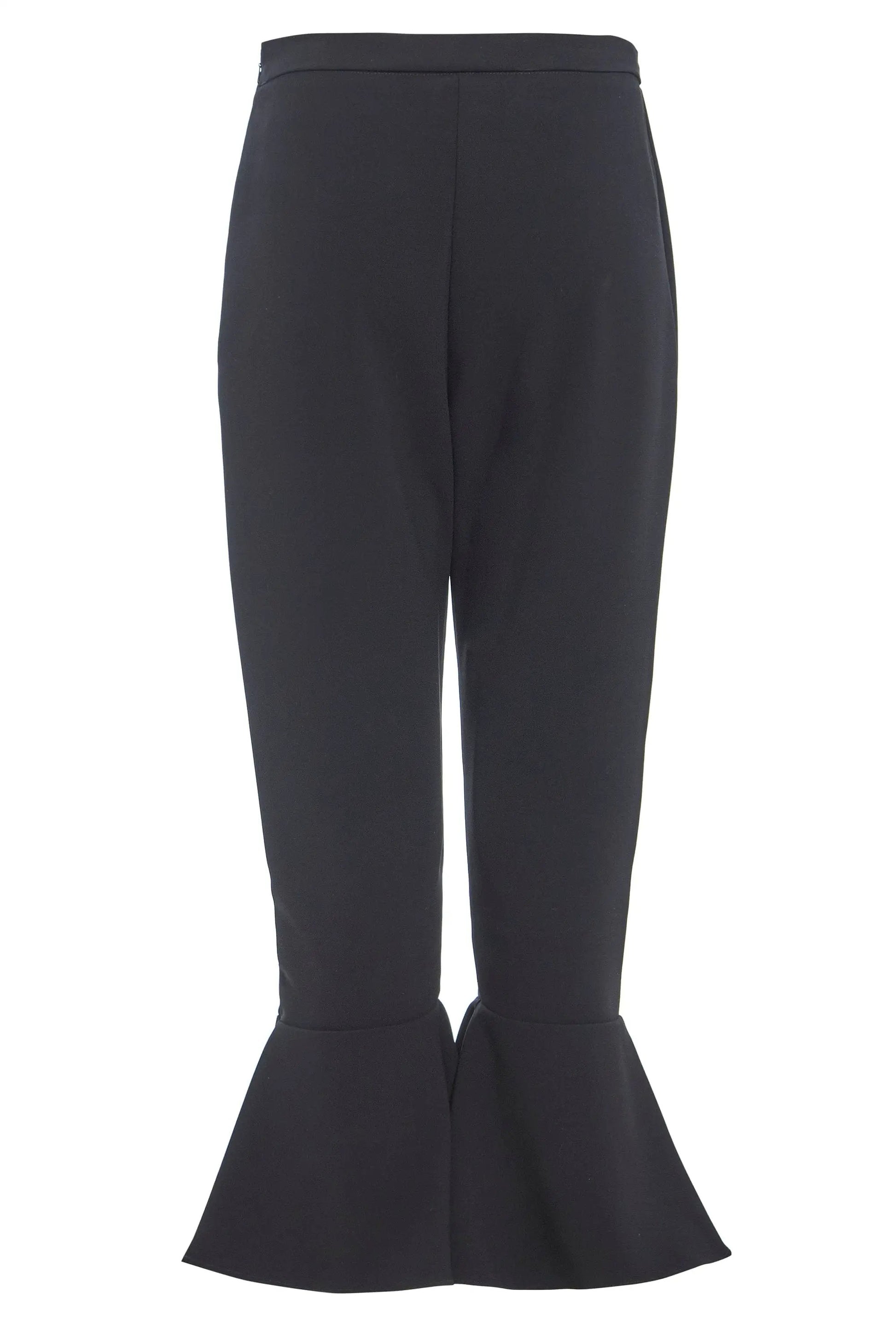Black Frill Hem Trousers by Sarvin