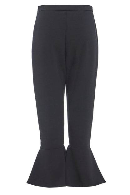 Black Frill Hem Trousers by Sarvin