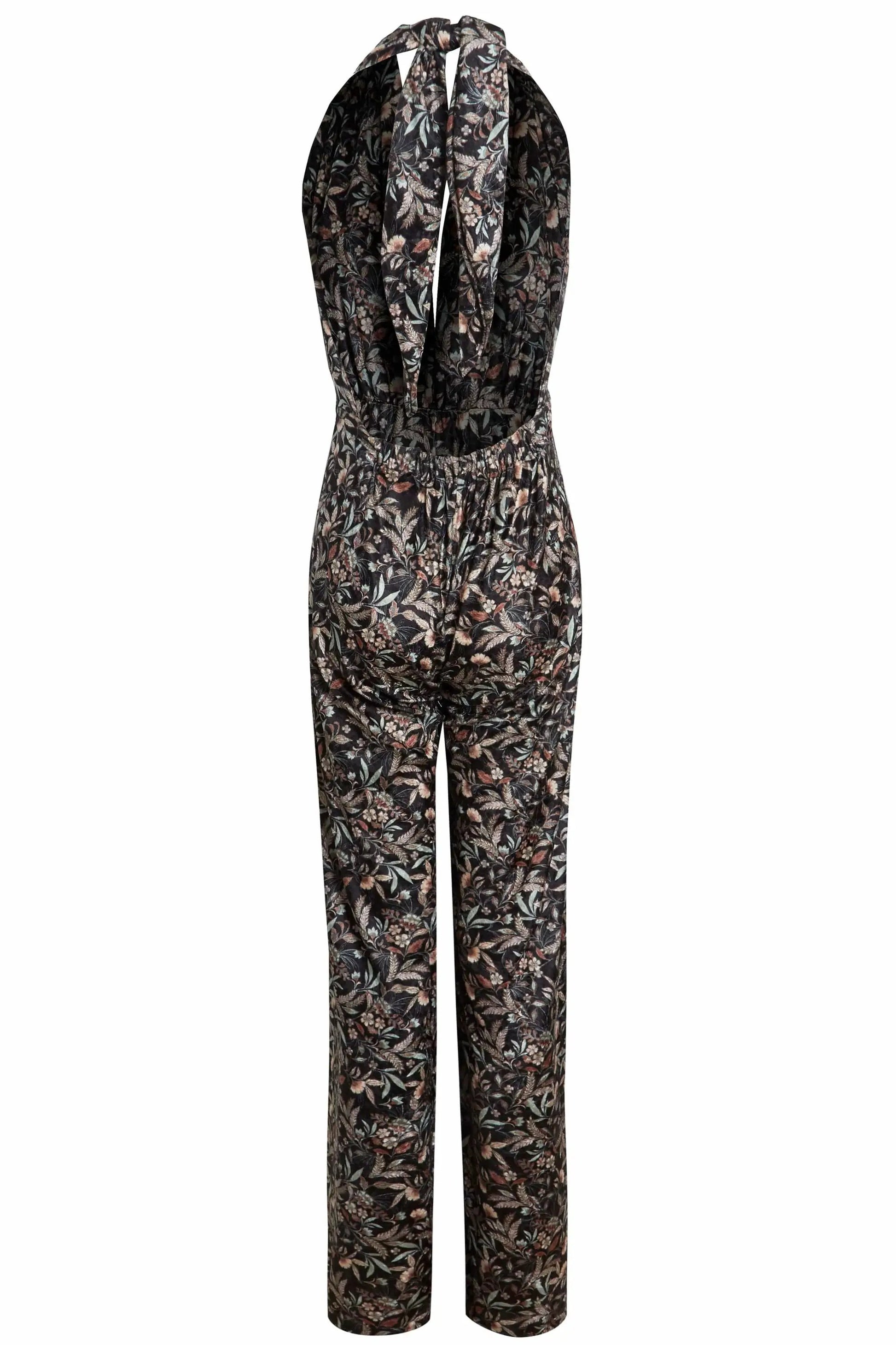 Floral Velvet Backless Jumpsuit by Sarvin
