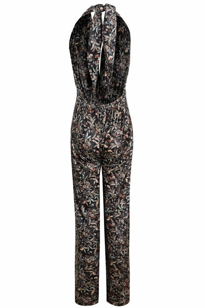 Floral Velvet Backless Jumpsuit by Sarvin