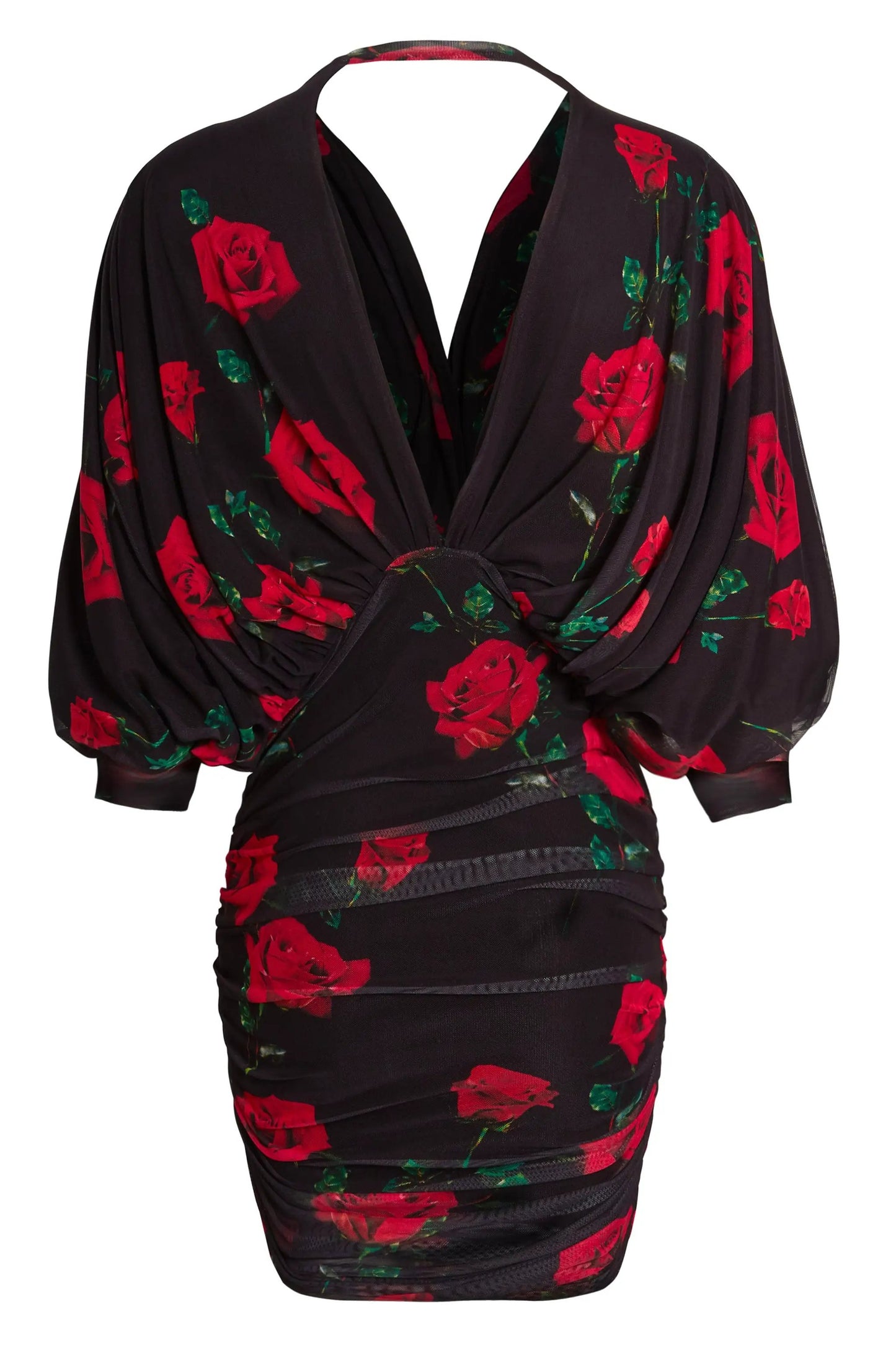 Ruched Batwing Mini Dress by Sarvin