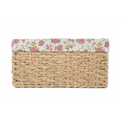 Thatch Grass Woven Storage Basket with Garden Rose Cotton Lining by Red Hamper
